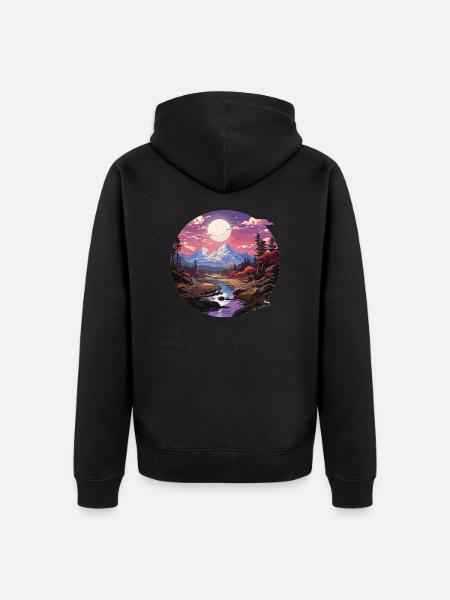 Landscape - Illustration - Unisex Premium Organic Zip Hoodie - black