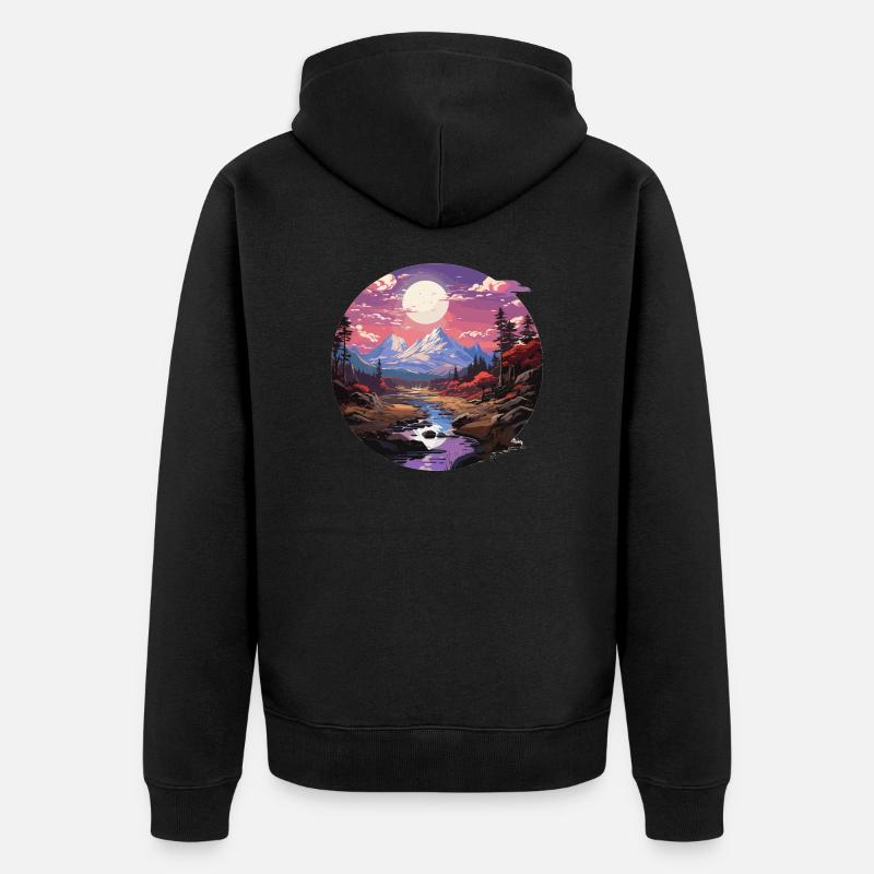 Paysage - Illustration - Veste à capuche bio Premium Unisexe - noir