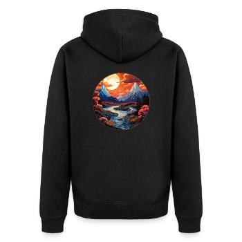 Paysage - Illustration - Veste à capuche bio Premium Unisexe - noir - Dos - Nico (187cm)