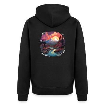 Paysage - Illustration - Veste à capuche bio Premium Unisexe - noir - Dos - Nico (187cm)