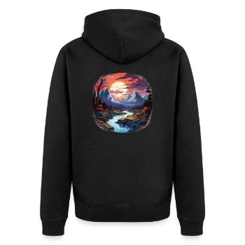 Paysage - Illustration - Veste à capuche bio Premium Unisexe - noir - Dos - Nico (187cm)