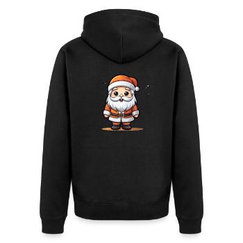Weihnachtsmann Design - Kawaii Style - Unisex Premium Bio Zip Hoodie - Schwarz - Hinten - Nico (187cm)