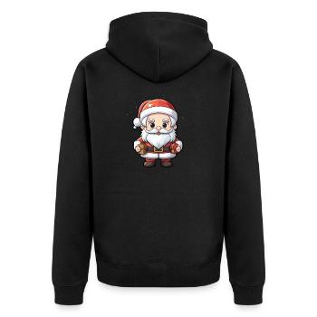 Weihnachtsmann Design - Kawaii Style - Unisex Premium Bio Zip Hoodie - Schwarz - Hinten - Nico (187cm)