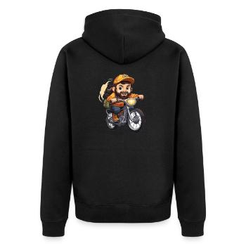 Fahrradfahrer Design - Kawaii Style - Unisex Premium Bio Zip Hoodie - Schwarz - Hinten - Nico (187cm)