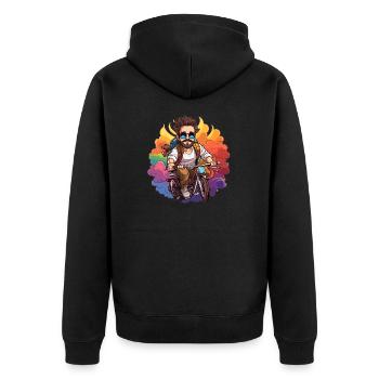 Fahrradfahrer Design - Kawaii Style - Unisex Premium Bio Zip Hoodie - Schwarz - Hinten - Nico (187cm)