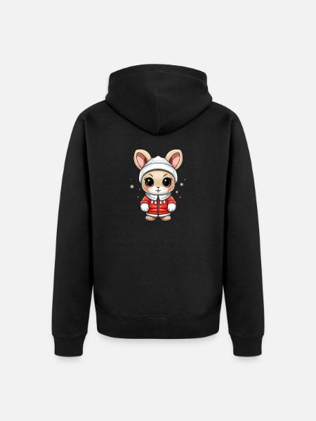 Bunny Christmas Design - Kawaii Style - Unisex Premium Organic Zip Hoodie - black