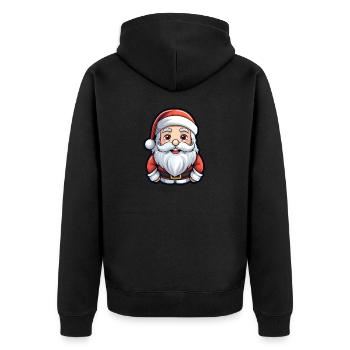 Weihnachtsmann Design - Kawaii Style - Unisex Premium Bio Zip Hoodie - Schwarz - Hinten - Nico (187cm)