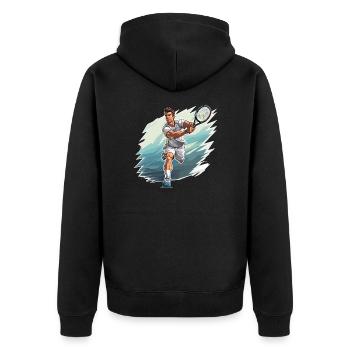 Joueur de tennis - Illustration - Veste à capuche bio Premium Unisexe - noir - Dos - Nico (187cm)