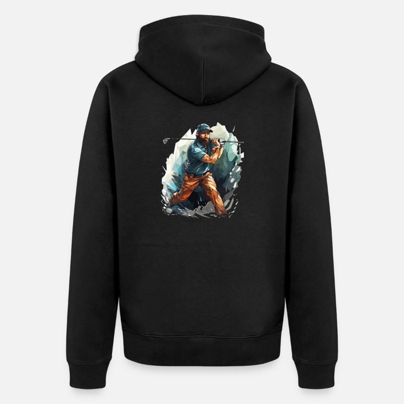 Joueur de golf - Illustration - Veste à capuche bio Premium Unisexe - noir
