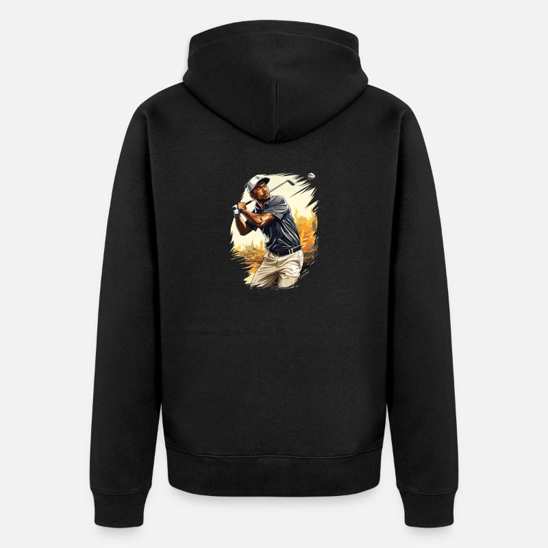 Joueur de golf - Illustration - Veste à capuche bio Premium Unisexe - noir