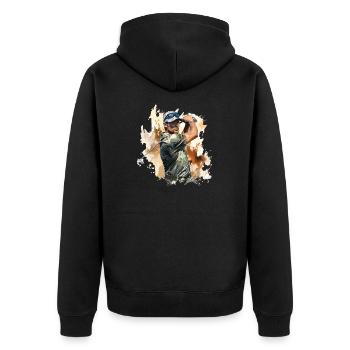 Golf Spieler - Illustration - Unisex Premium Bio Zip Hoodie - Schwarz - Hinten - Nico (187cm)
