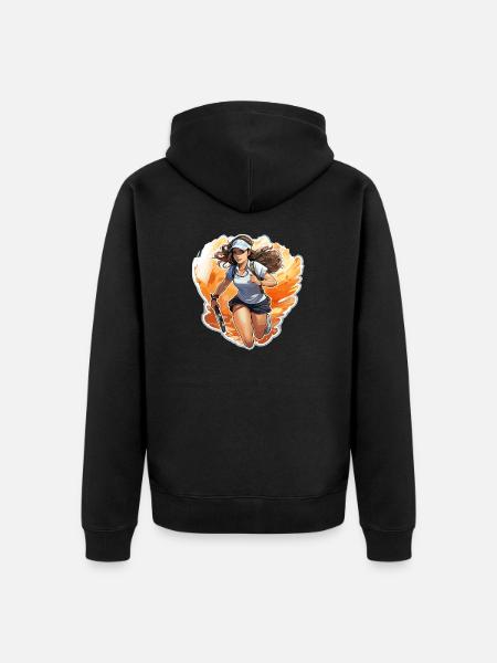 Tennis player - illustration - Unisex Premium Organic Zip Hoodie - black