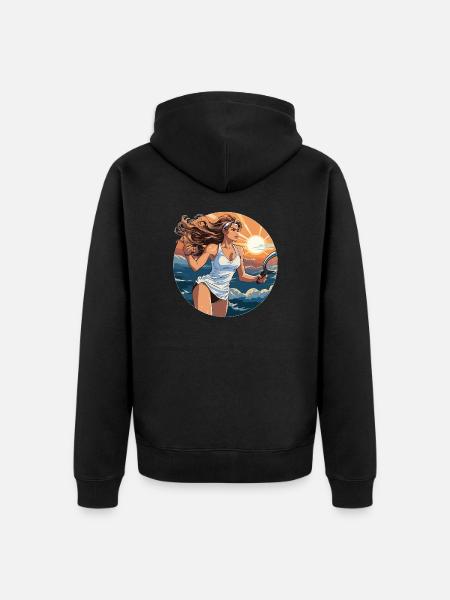 Tennis player - illustration - Unisex Premium Organic Zip Hoodie - black
