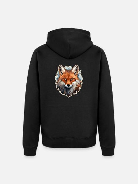 Fox - illustration - Unisex Premium Organic Zip Hoodie - black