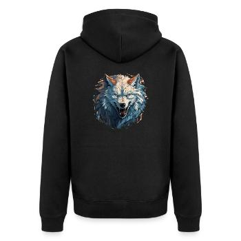 Loup - Illustration - Veste à capuche bio Premium Unisexe - noir - Dos - Nico (187cm)