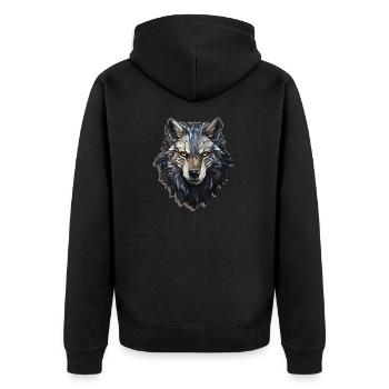 Wolf - Illustration - Unisex Premium Bio Zip Hoodie - Schwarz - Hinten - Nico (187cm)