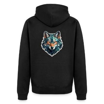 Wolf - Illustration - Unisex Premium Bio Zip Hoodie - Schwarz - Hinten - Nico (187cm)
