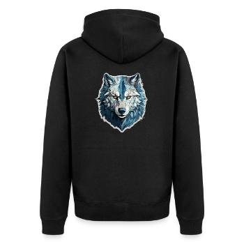 Wolf - Illustration - Unisex Premium Bio Zip Hoodie - Schwarz - Hinten - Nico (187cm)