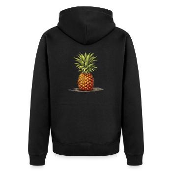 Ananas - Illustration - Unisex Premium Bio Zip Hoodie - Schwarz - Hinten - Nico (187cm)