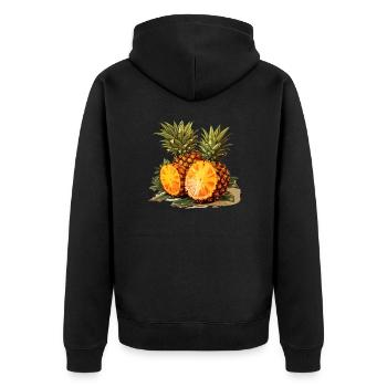 Ananas - Illustration - Unisex Premium Bio Zip Hoodie - Schwarz - Hinten - Nico (187cm)
