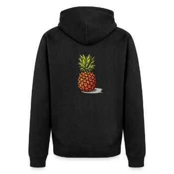 Ananas - Illustration - Unisex Premium Bio Zip Hoodie - Schwarz - Hinten - Nico (187cm)