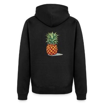 Ananas - Illustration - Unisex Premium Bio Zip Hoodie - Schwarz - Hinten - Nico (187cm)