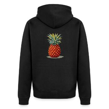 Ananas - Illustration - Unisex Premium Bio Zip Hoodie - Schwarz - Hinten - Nico (187cm)