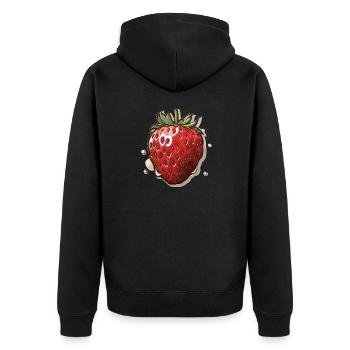 Fraise - illustration - Veste à capuche bio Premium Unisexe - noir - Dos - Nico (187cm)