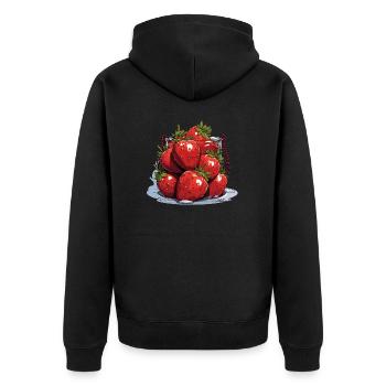 Fraise - illustration - Veste à capuche bio Premium Unisexe - noir - Dos - Nico (187cm)