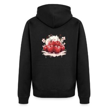 Cherry - illustration - Unisex Premium Organic Zip Hoodie - black - Back - Nico (187cm)
