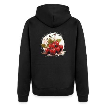 Cherry - illustration - Unisex Premium Organic Zip Hoodie - black - Back - Nico (187cm)
