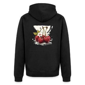 Cherry - illustration - Unisex Premium Organic Zip Hoodie - black - Back - Nico (187cm)