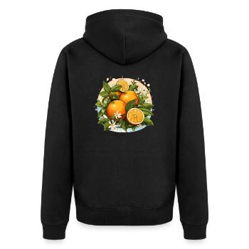 Orange - Illustration - Unisex Premium Bio Zip Hoodie - Schwarz - Hinten - Nico (187cm)