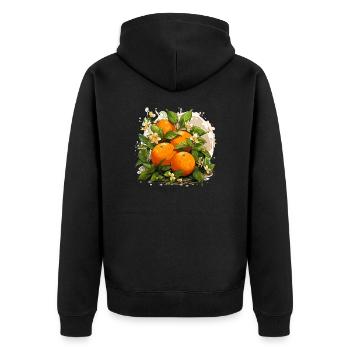 Orange - Illustration - Unisex Premium Bio Zip Hoodie - Schwarz - Hinten - Nico (187cm)