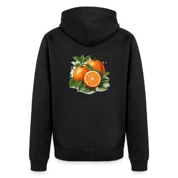 Orange - Illustration - Unisex Premium Bio Zip Hoodie - Schwarz - Hinten - Nico (187cm)