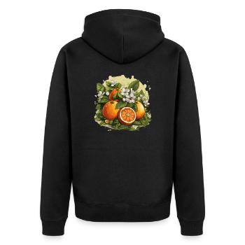 Orange - Illustration - Unisex Premium Bio Zip Hoodie - Schwarz - Hinten - Nico (187cm)