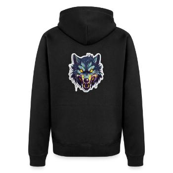 Wolf - Illustration - Unisex Premium Bio Zip Hoodie - Schwarz - Hinten - Nico (187cm)