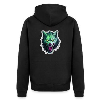 Wolf - Illustration - Unisex Premium Bio Zip Hoodie - Schwarz - Hinten - Nico (187cm)