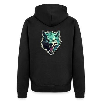 Wolf - Illustration - Unisex Premium Bio Zip Hoodie - Schwarz - Hinten - Nico (187cm)