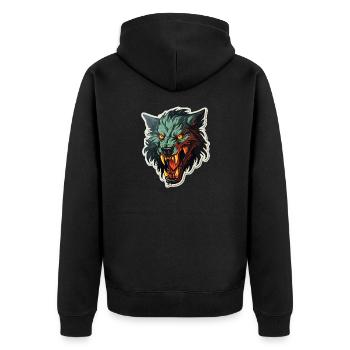 Wolf - Illustration - Unisex Premium Bio Zip Hoodie - Schwarz - Hinten - Nico (187cm)