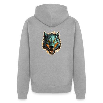 Wolf - Illustration - Unisex Premium Bio Zip Hoodie - Grau meliert - Hinten - Nico (187cm)