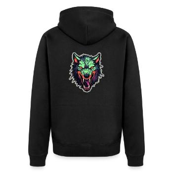 Wolf - Illustration - Unisex Premium Bio Zip Hoodie - Schwarz - Hinten - Nico (187cm)