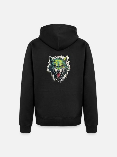 Wolf - Illustration - Unisex Premium Bio Zip Hoodie - Schwarz