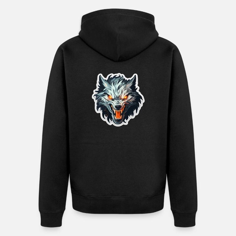 Loup - Illustration - Veste à capuche bio Premium Unisexe - noir