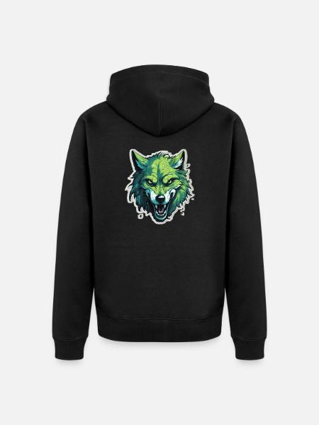 Wolf - Illustration - Unisex Premium Organic Zip Hoodie - black