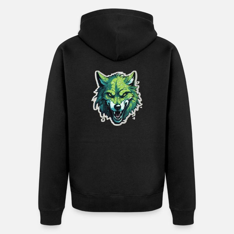 Loup - Illustration - Veste à capuche bio Premium Unisexe - noir