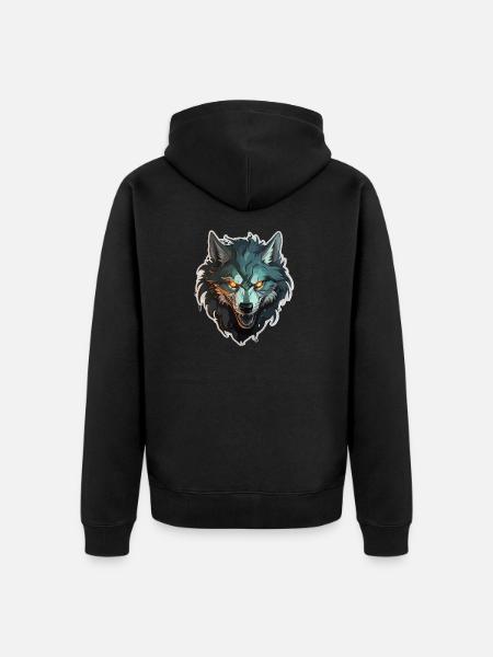 Wolf - Illustration - Unisex Premium Organic Zip Hoodie - black