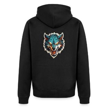 Wolf - Illustration - Unisex Premium Bio Zip Hoodie - Schwarz - Hinten - Nico (187cm)