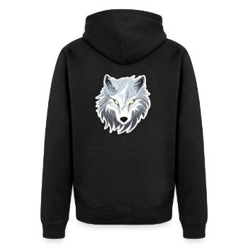 Wolf - Illustration - Unisex Premium Bio Zip Hoodie - Schwarz - Hinten - Nico (187cm)