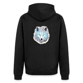 Wolf - Illustration - Unisex Premium Bio Zip Hoodie - Schwarz - Hinten - Nico (187cm)